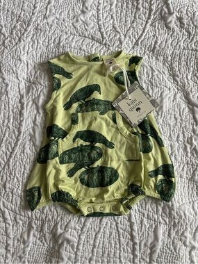 kate quinn Light Green and Dark Green Crow Pumpkin Baby Romper